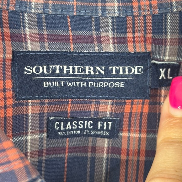Southern Tide Blue and Red Classic Fit Casual Button Down Shirt Men's Size XL - Picture 4 of 5
